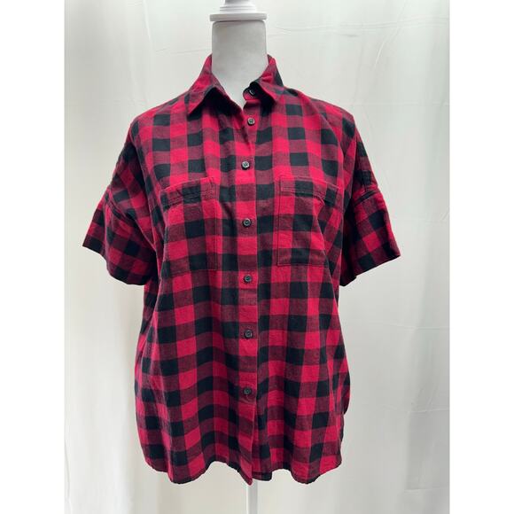 Madewell Red/Black Check Cotton shirt Top XXS - Picture 1 of 4